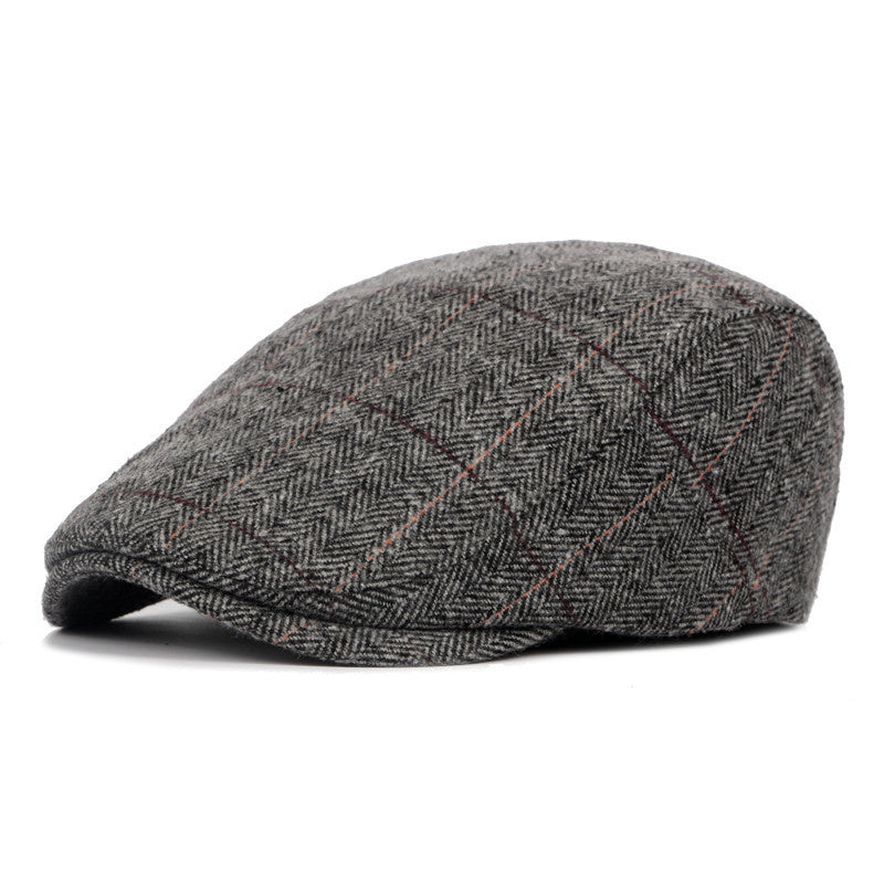 Men's British Style Classic Check Wool Beret - Cottonese.com
