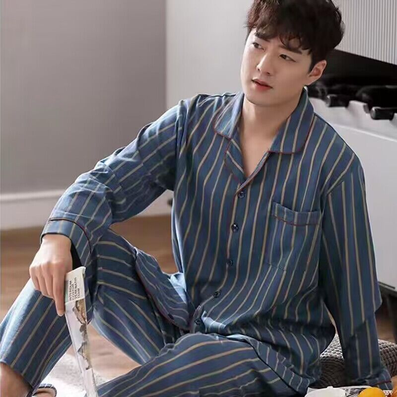 Men's Cotton Long-Sleeved Pajamas – Year-Round Comfort - Cottonese.com