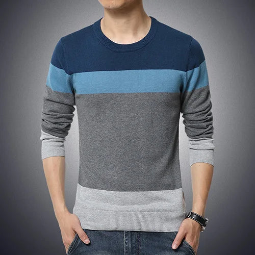 100% Cotton Striped Knitted Pullover – Classic Style, Everyday Comfort - Cottonese.com