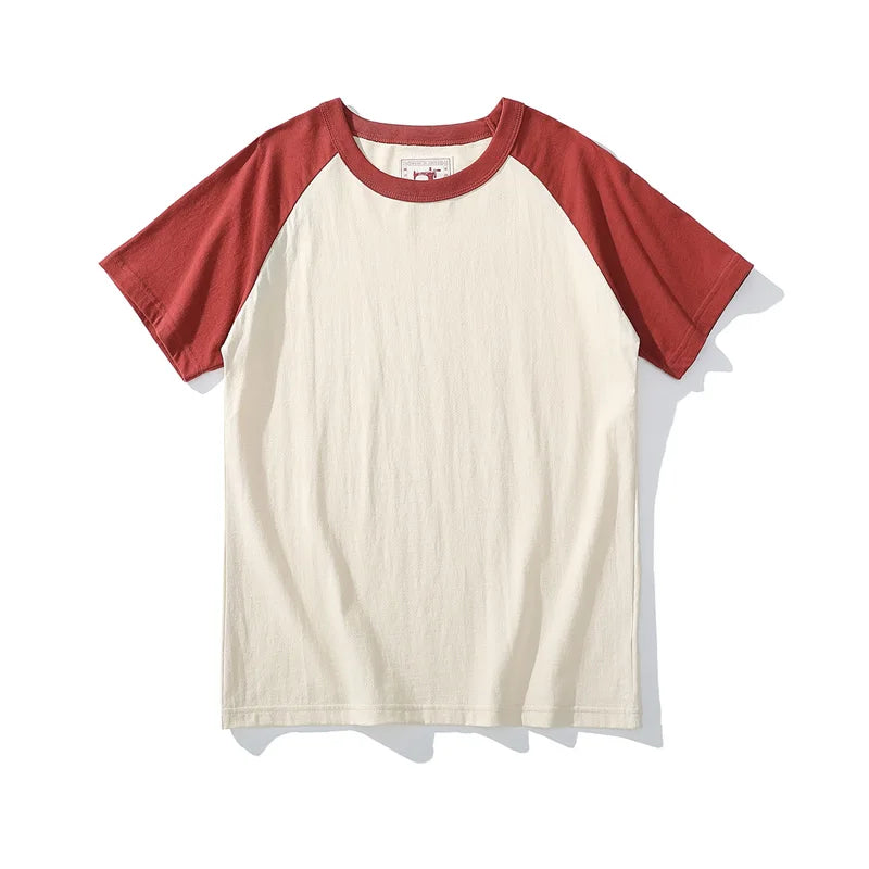 Japanese Retro Style Crew Neck Raglan Sleeves T-Shirt 100% Cotton - Cottonese.com