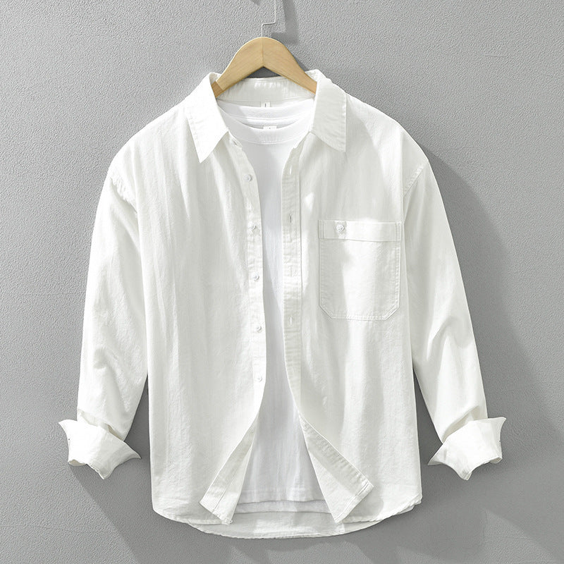 Japanese Style Simple Long Sleeve Shirt Men's New Fashion Casual - Cottonese.com