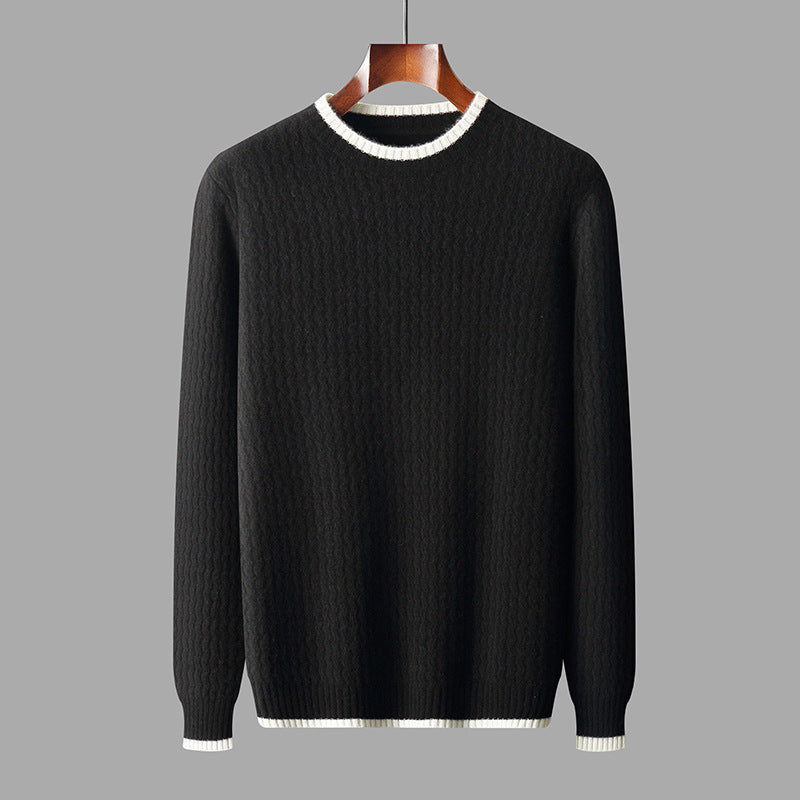 Men's Round Neck Twisted Design  Sweater | Premium Merino Wool