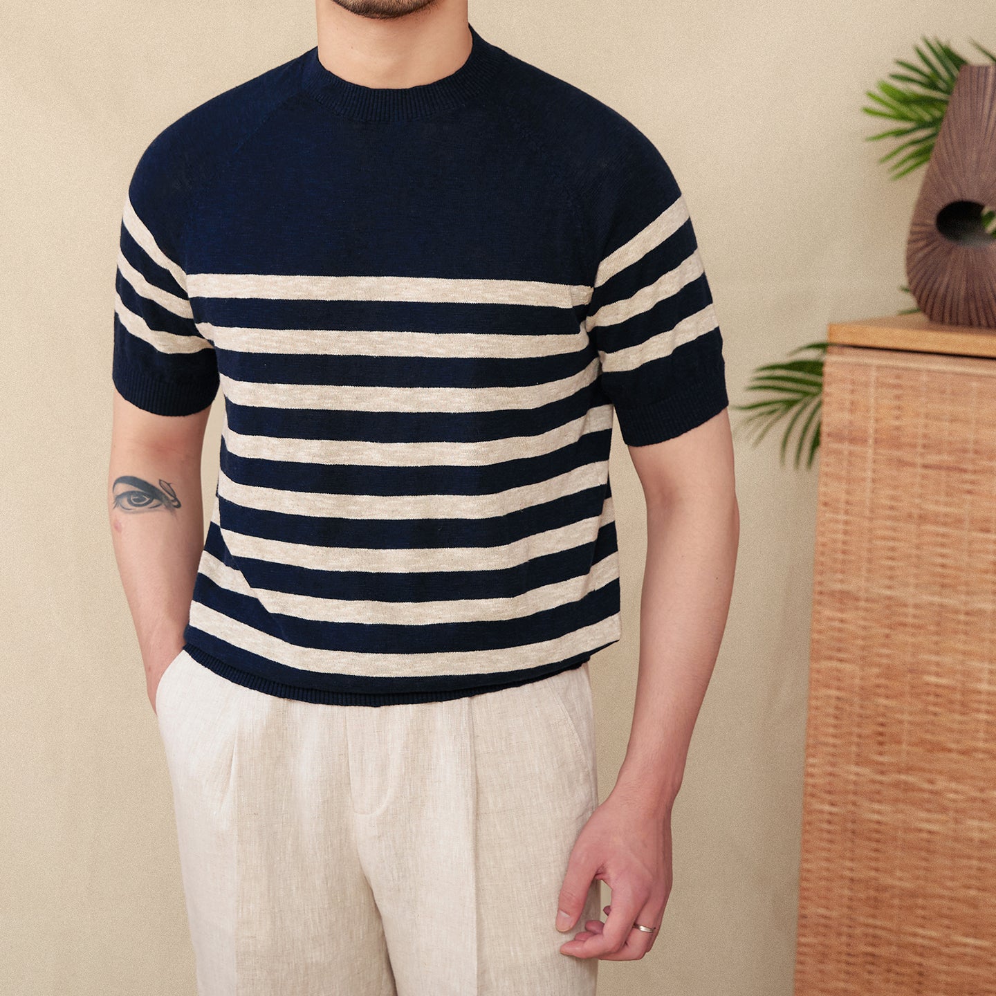 Coastal Stripe Linen Tee - Cottonese.com