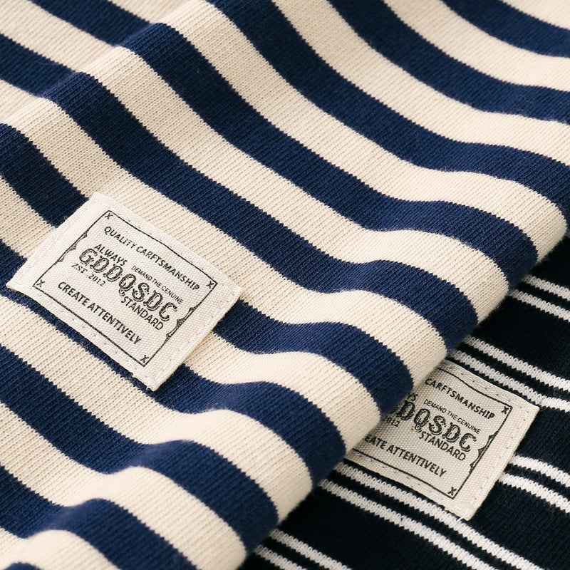 Horizontal Striped American Retro Sports T-shirt Men - Cottonese.com
