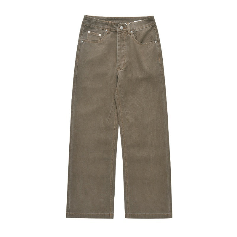 Upgrade Your Style with New American Retro Hong Kong-Inspired Japanese Loose Straight Jeans for Men - Cottonese.com