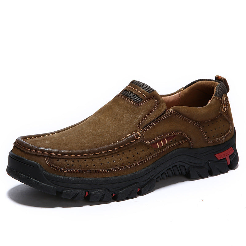 British Casual Leather Shoes Leather Hiking Shoes - Cottonese.com