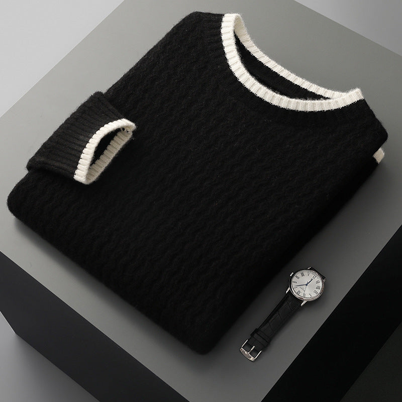 Men's Round Neck Twisted Design  Sweater | Premium Merino Wool
