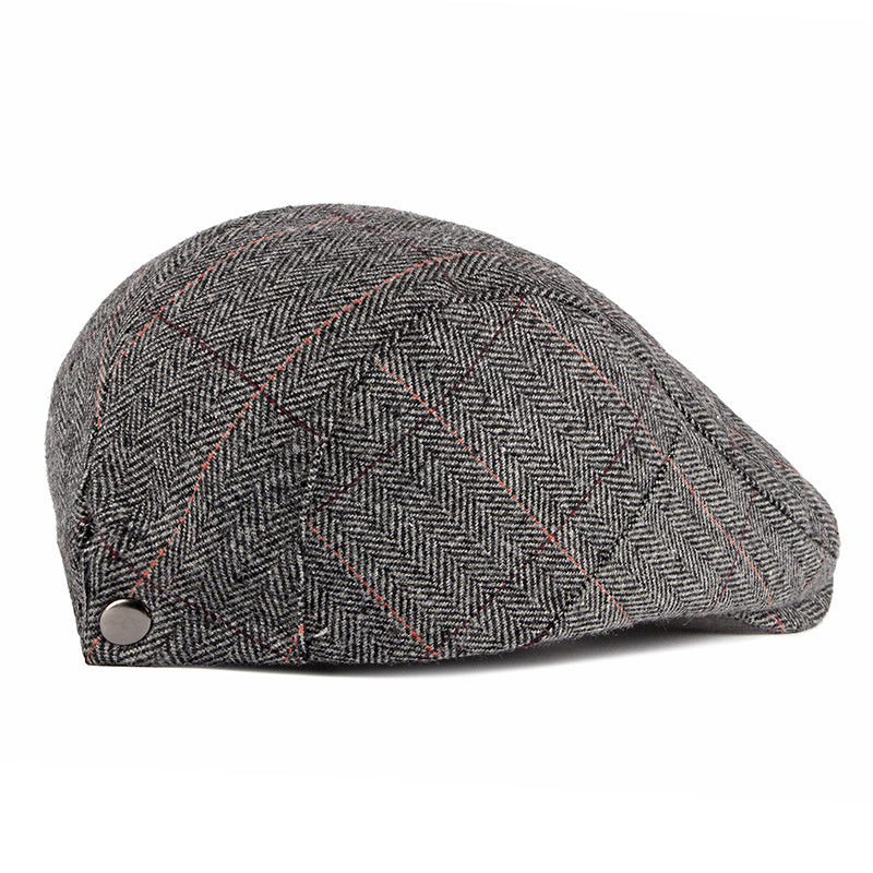Men's British Style Classic Check Wool Beret - Cottonese.com