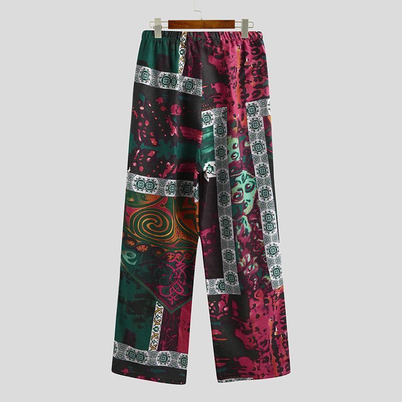 Men's Pajamas Set – Half Sleeve V-Neck Printed Lace-Up - Cottonese.com