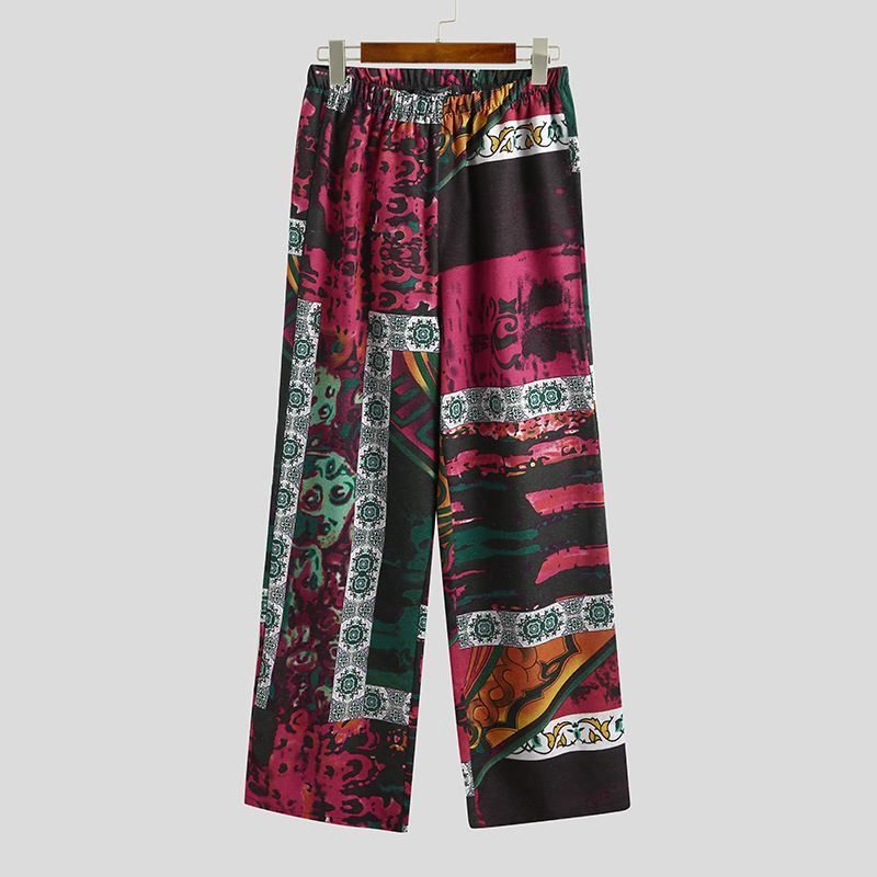 Men's Pajamas Set – Half Sleeve V-Neck Printed Lace-Up - Cottonese.com
