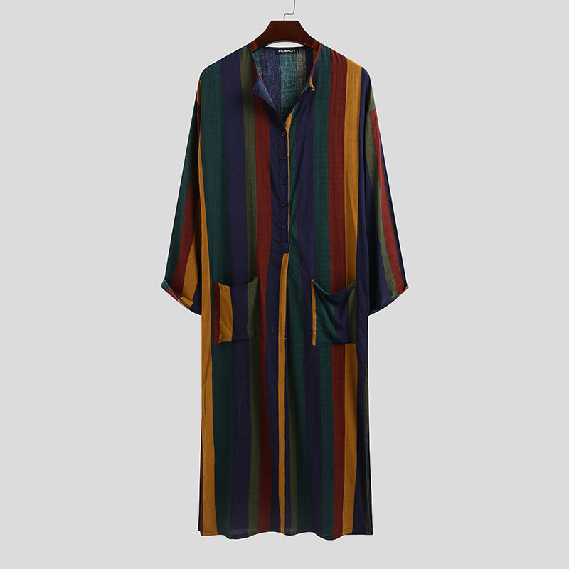 Muslim Striped Printed Men's Thobe - Cottonese.com