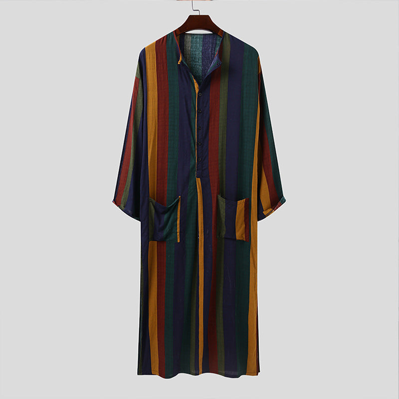 Muslim Striped Printed Men's Thobe - Cottonese.com