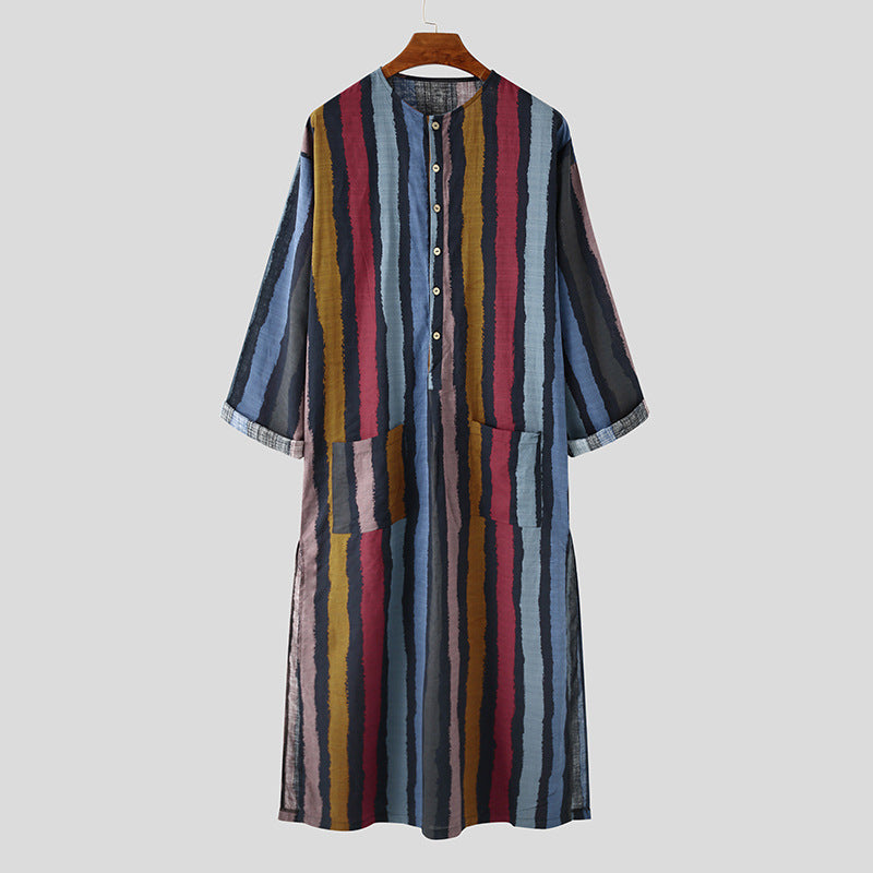 Muslim Striped Printed Men's Thobe - Cottonese.com