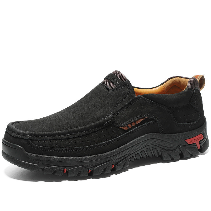 British Casual Leather Shoes Leather Hiking Shoes - Cottonese.com