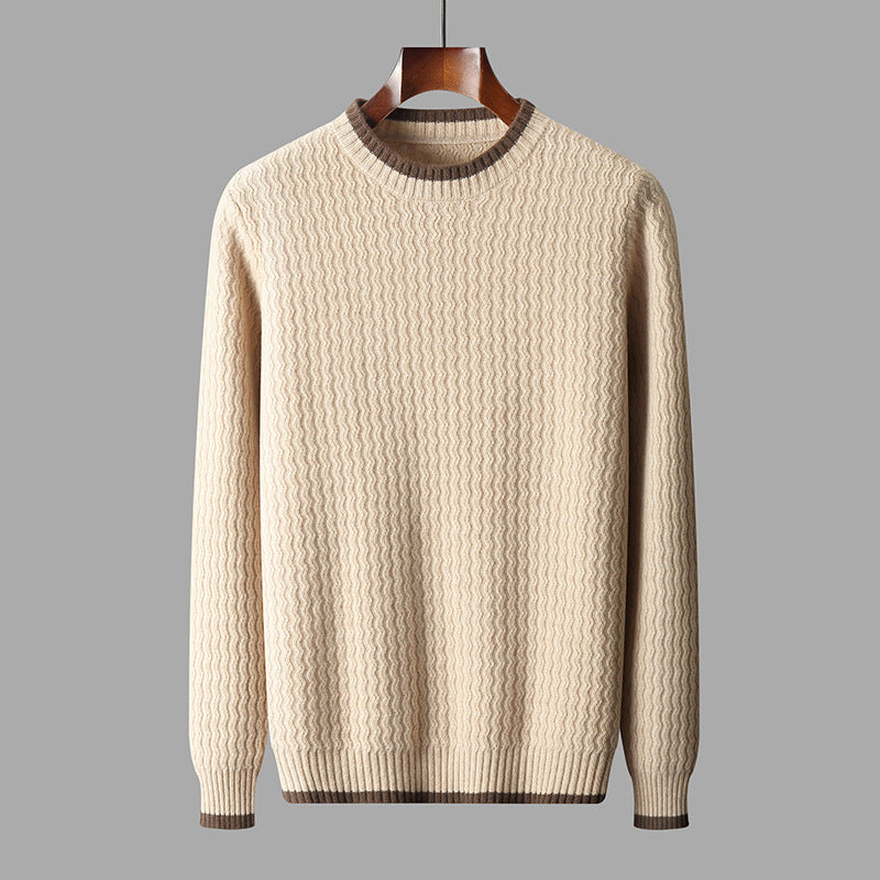 Men's Round Neck Twisted Design  Sweater | Premium Merino Wool