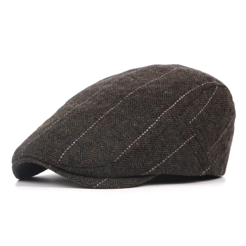 Men's British Style Classic Check Wool Beret - Cottonese.com