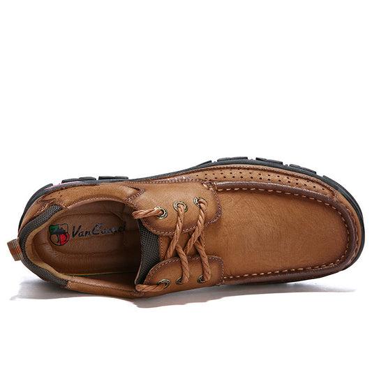 British Casual Leather Shoes Leather Hiking Shoes - Cottonese.com