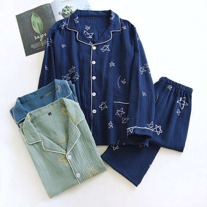 Men's Cotton Crepe Double-layer Gauze Pajamas – Comfort Meets Style - Cottonese.com
