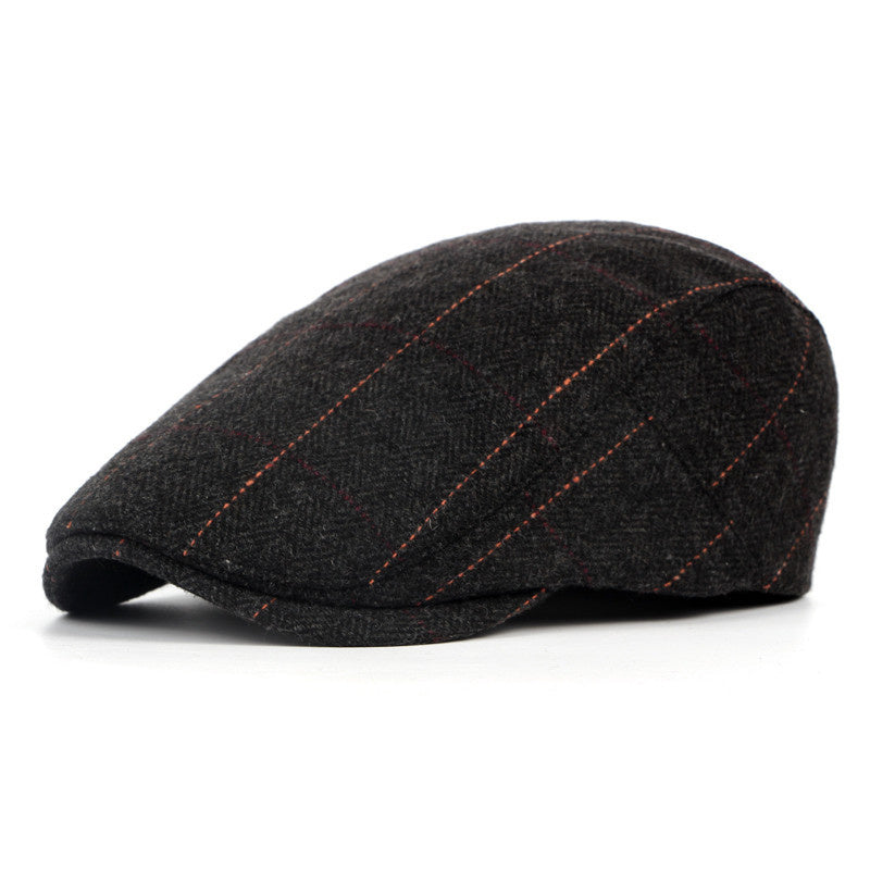 Men's British Style Classic Check Wool Beret - Cottonese.com