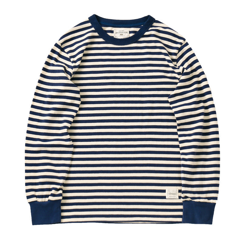 Horizontal Striped American Retro Sports T-shirt Men - Cottonese.com