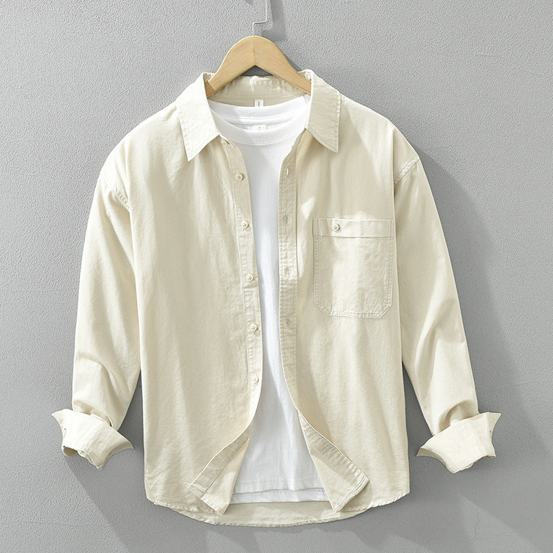 Japanese Style Simple Long Sleeve Shirt Men's New Fashion Casual - Cottonese.com