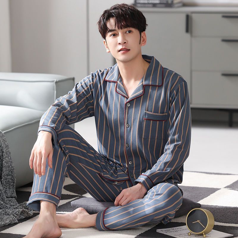 Men's Cotton Long-Sleeved Pajamas – Year-Round Comfort - Cottonese.com
