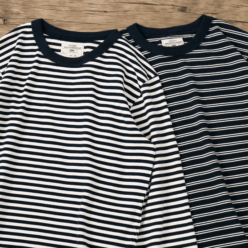 Horizontal Striped American Retro Sports T-shirt Men - Cottonese.com