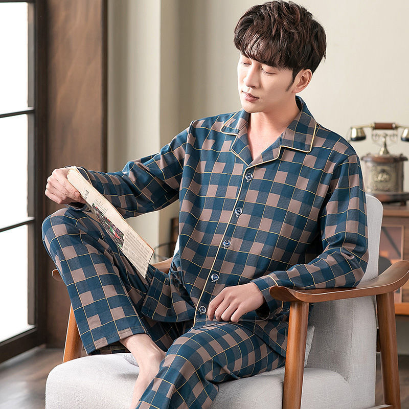Men's Cotton Long-Sleeved Pajamas – Year-Round Comfort - Cottonese.com