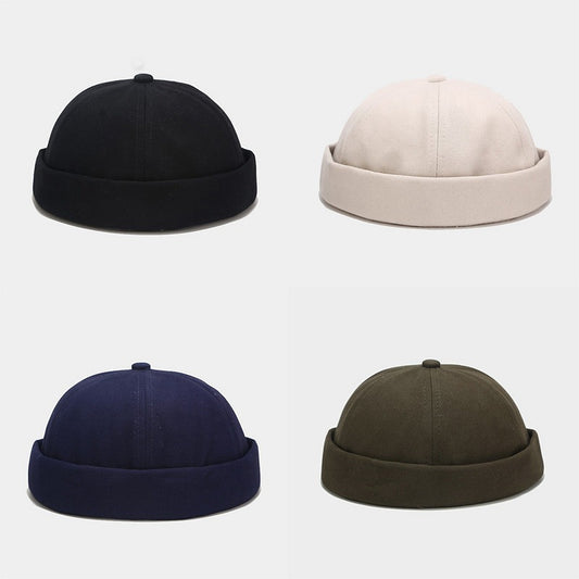 Cotton Retro Solid Color Light Board Landlord Hat Men - Cottonese.com