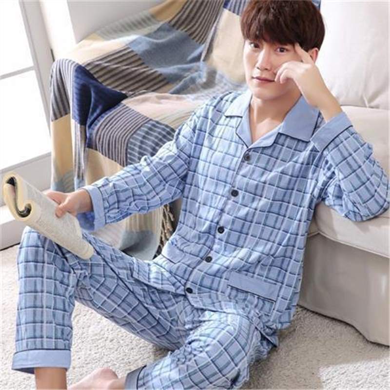 Men's Cotton Long-Sleeved Pajamas – Year-Round Comfort - Cottonese.com
