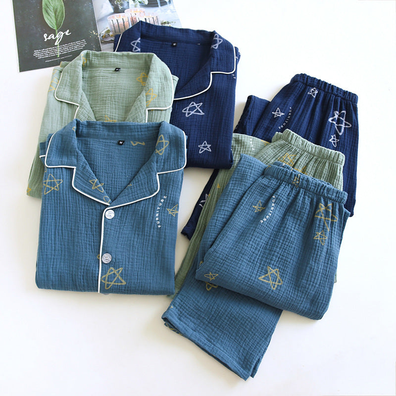 Men's Cotton Crepe Double-layer Gauze Pajamas – Comfort Meets Style - Cottonese.com