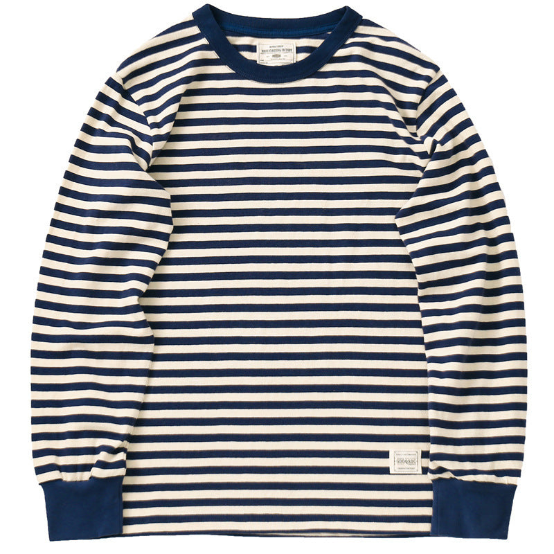 Horizontal Striped American Retro Sports T-shirt Men - Cottonese.com