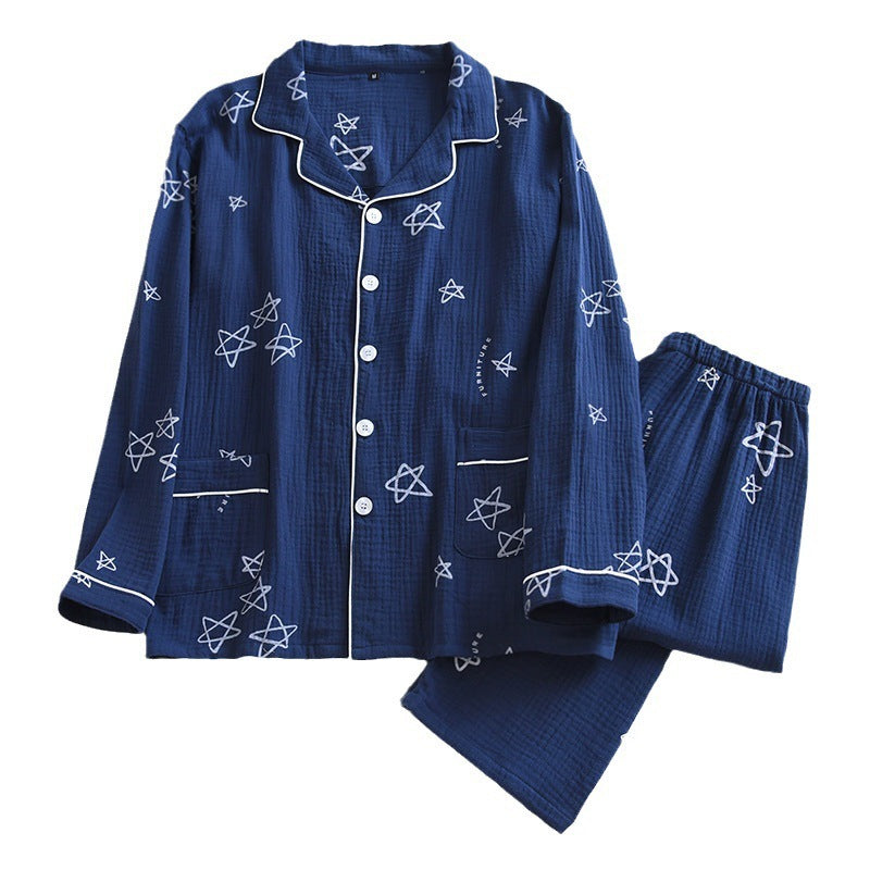 Men's Cotton Crepe Double-layer Gauze Pajamas – Comfort Meets Style - Cottonese.com
