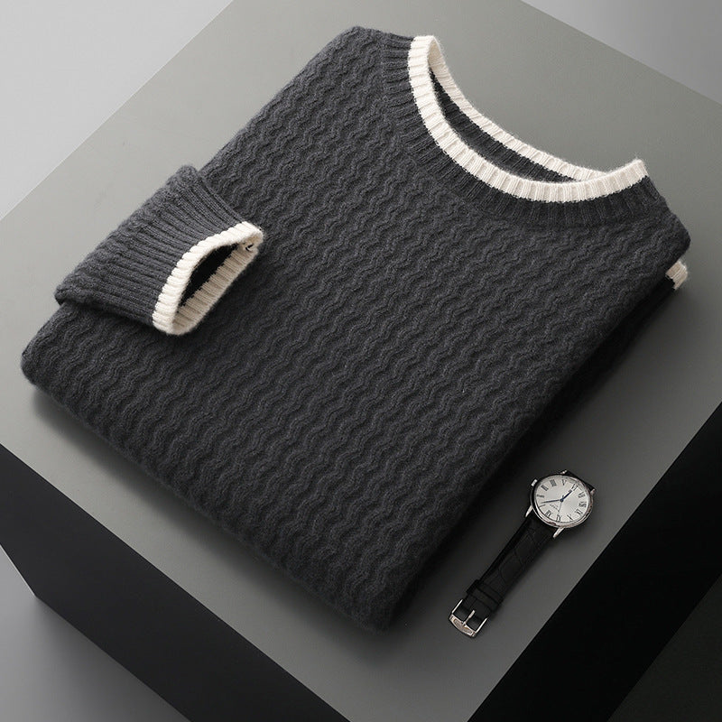 Men's Round Neck Twisted Design  Sweater | Premium Merino Wool