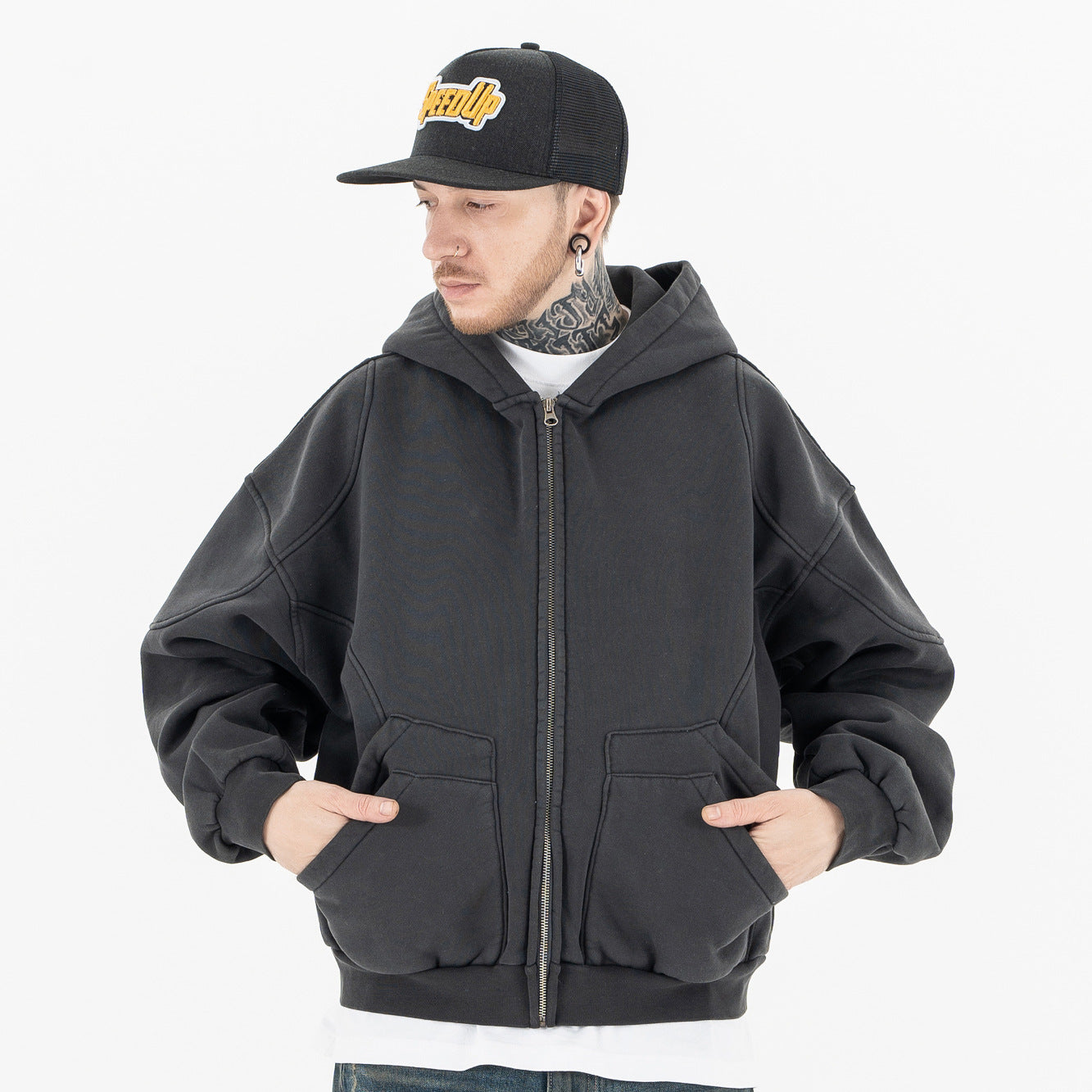 Upgrade Your Casual Style with Our Velvet Padded Hooded Sweatshirt for Men - Cottonese.com