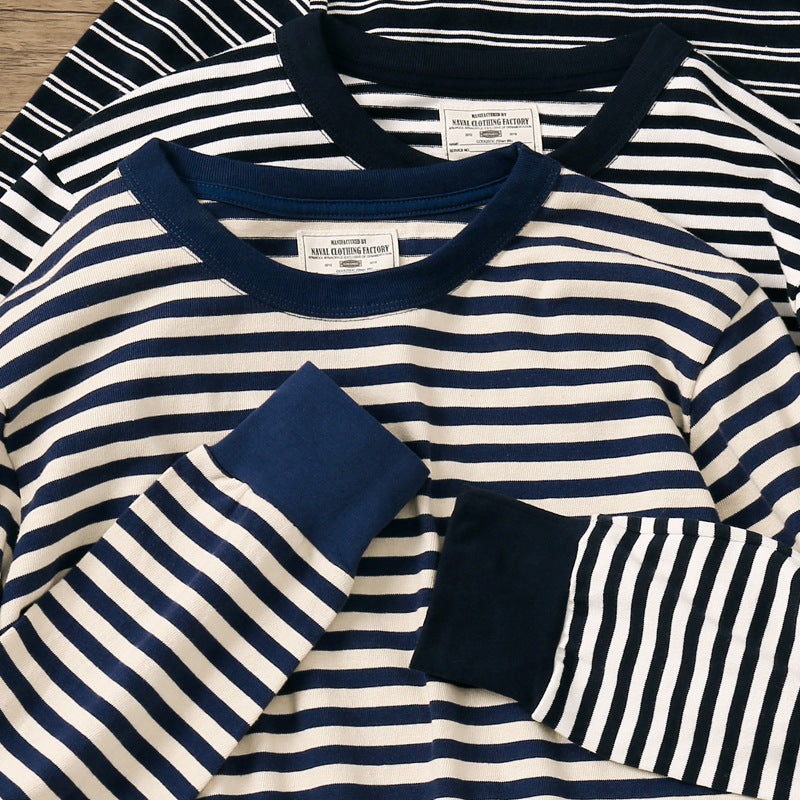 Horizontal Striped American Retro Sports T-shirt Men - Cottonese.com