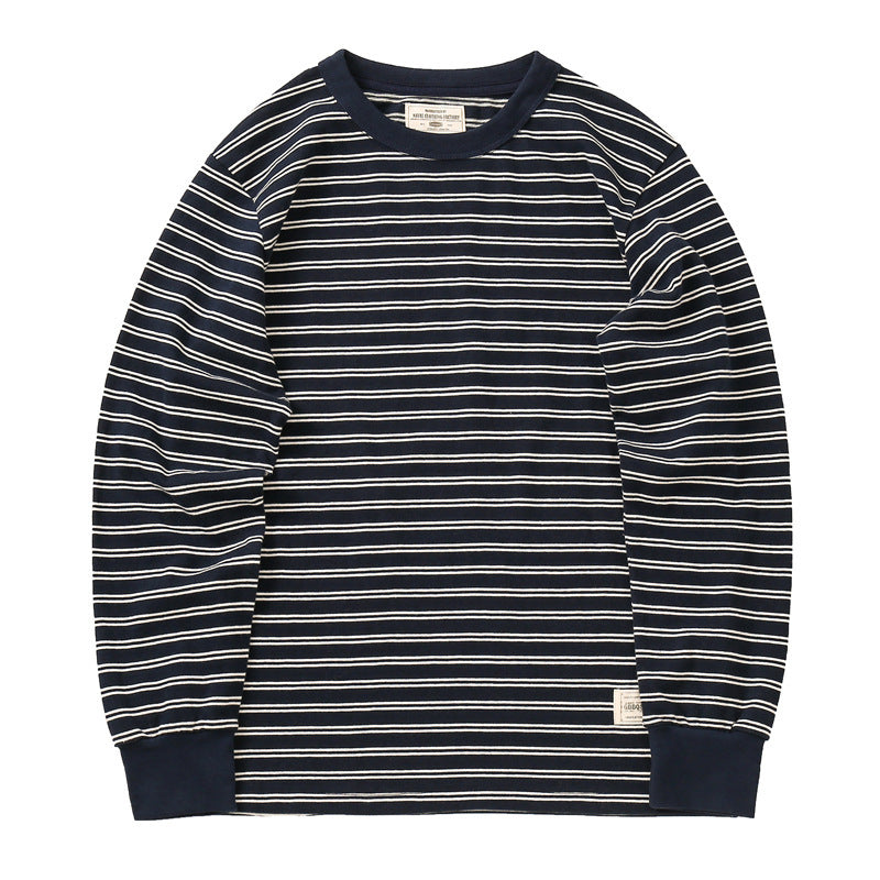 Horizontal Striped American Retro Sports T-shirt Men - Cottonese.com