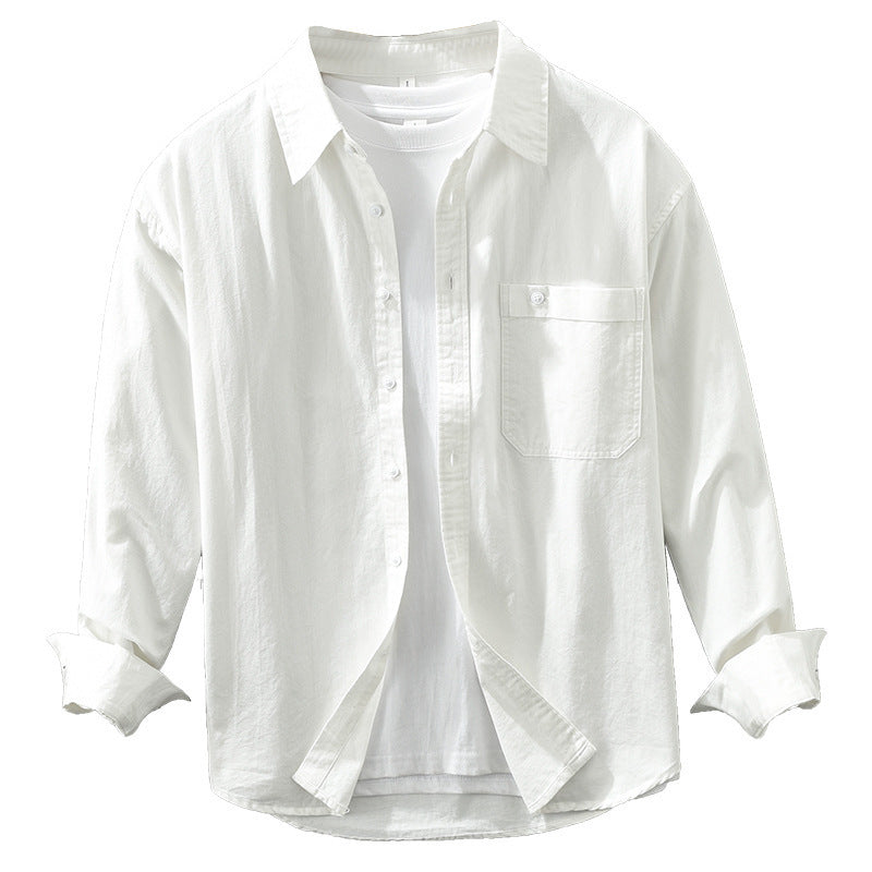 Japanese Style Simple Long Sleeve Shirt Men's New Fashion Casual - Cottonese.com