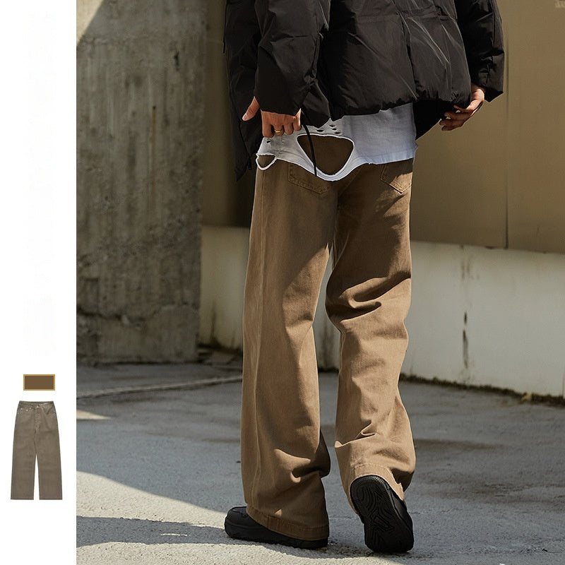 Upgrade Your Style with New American Retro Hong Kong-Inspired Japanese Loose Straight Jeans for Men - Cottonese.com