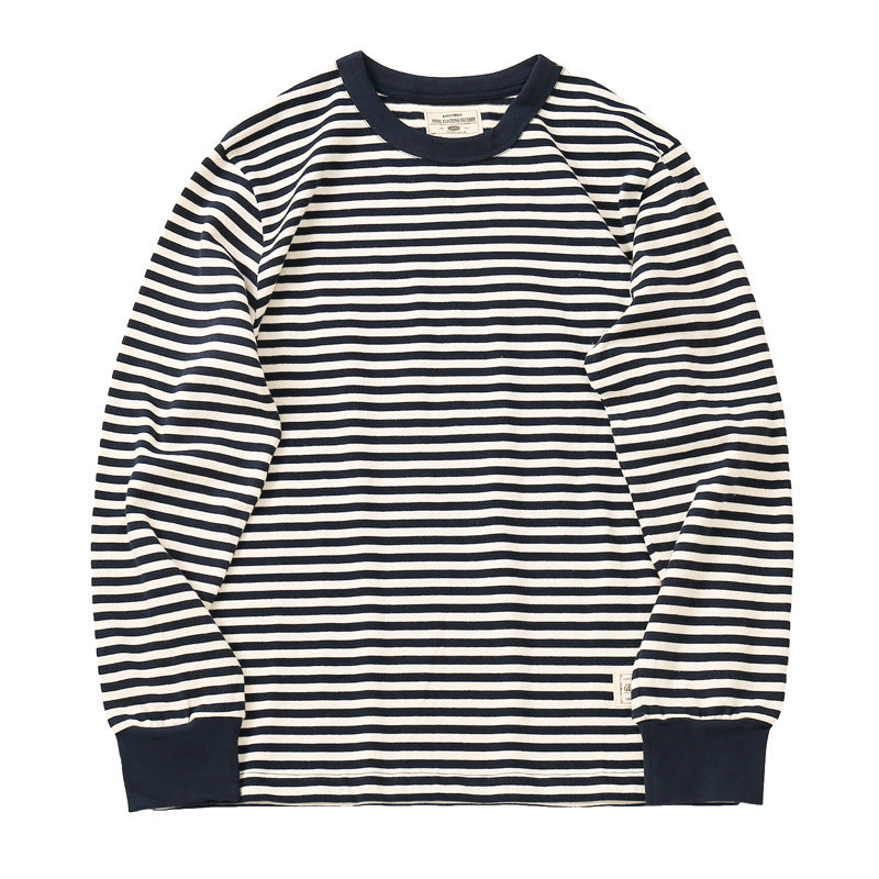 Horizontal Striped American Retro Sports T-shirt Men - Cottonese.com