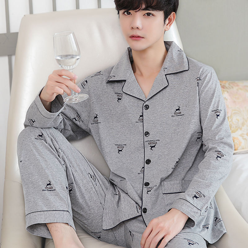 Men's Cotton Long-Sleeved Pajamas – Year-Round Comfort - Cottonese.com