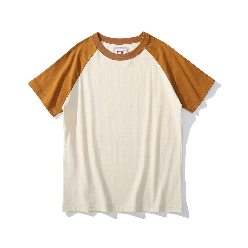 Japanese Retro Style Crew Neck Raglan Sleeves T-Shirt 100% Cotton - Cottonese.com