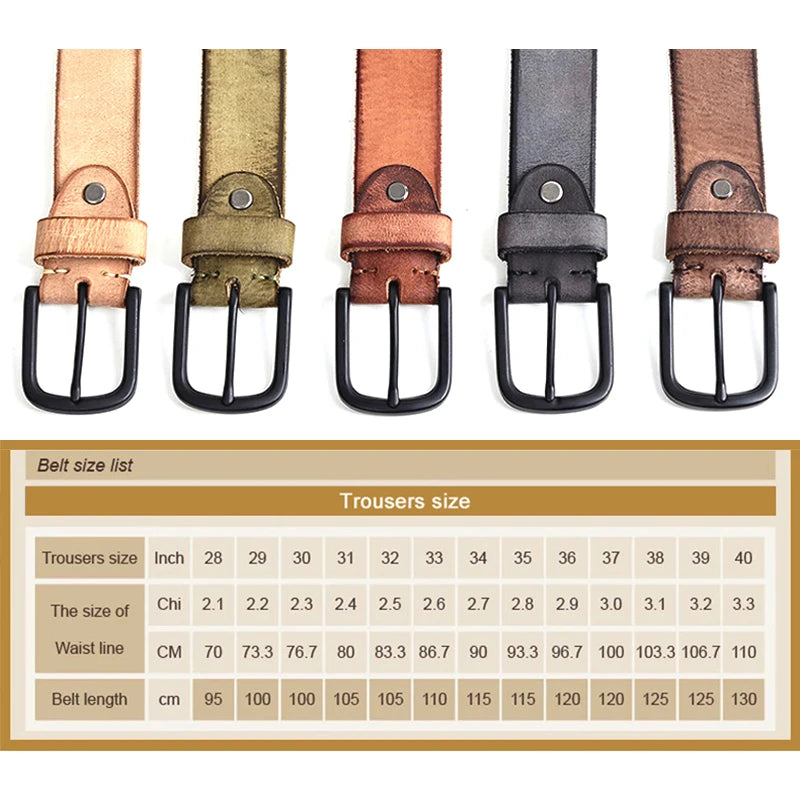 100% Matte Metal Pin Buckle Leather Men's Belt - Cottonese.com