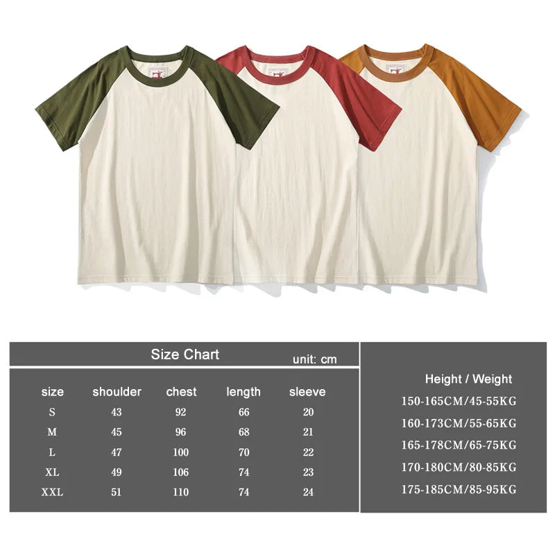 Japanese Retro Style Crew Neck Raglan Sleeves T-Shirt 100% Cotton - Cottonese.com