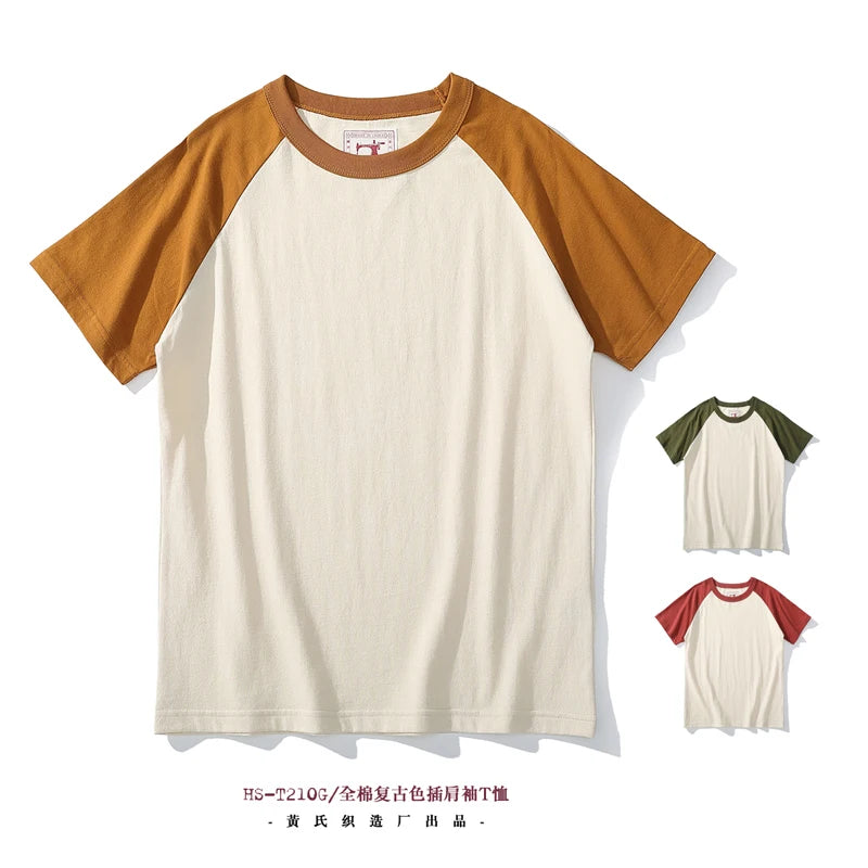 Japanese Retro Style Crew Neck Raglan Sleeves T-Shirt 100% Cotton - Cottonese.com
