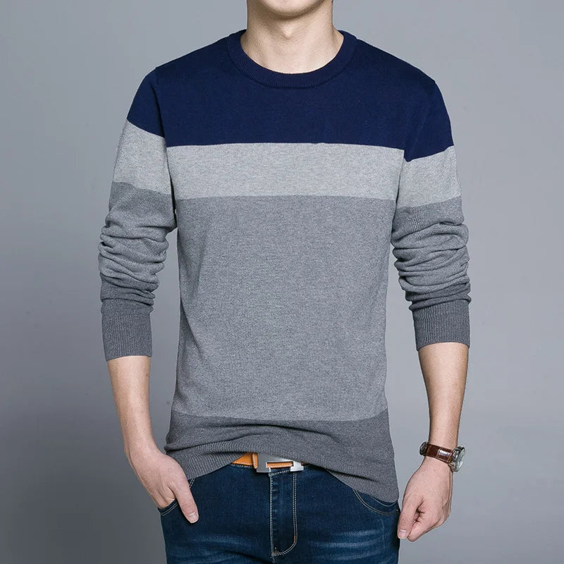 100% Cotton Striped Knitted Pullover – Classic Style, Everyday Comfort - Cottonese.com