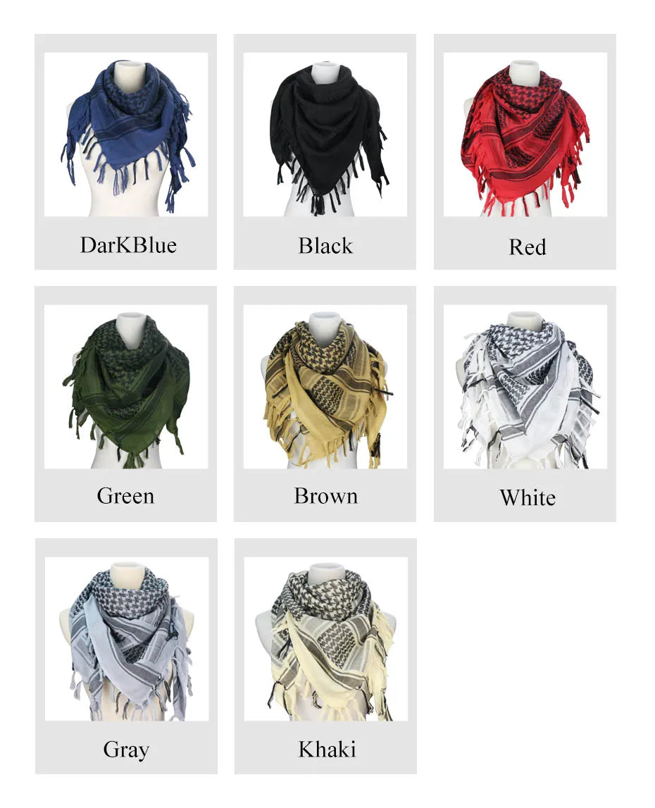 Maikun Cotton Arab Scarves Men Winter Military Keffiyeh Windproof Scarf Muslim Hijab Shemagh Tactical Desert Square Wargame - Cottonese.com