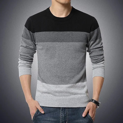 100% Cotton Striped Knitted Pullover – Classic Style, Everyday Comfort - Cottonese.com