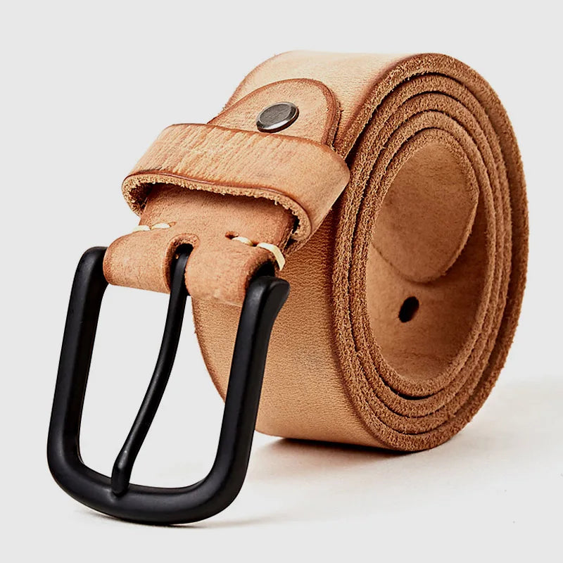 100% Matte Metal Pin Buckle Leather Men's Belt - Cottonese.com