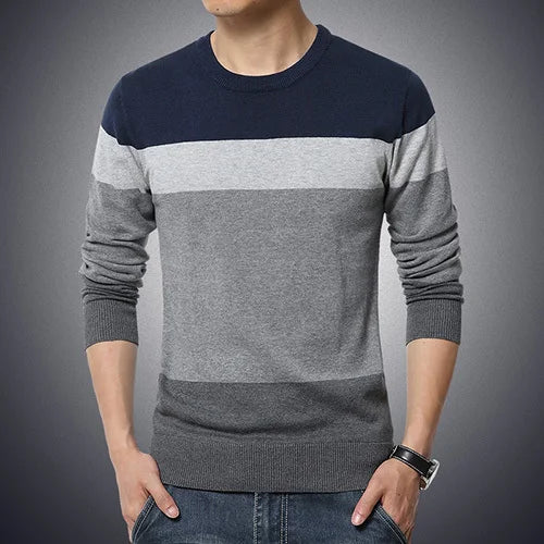100% Cotton Striped Knitted Pullover – Classic Style, Everyday Comfort - Cottonese.com